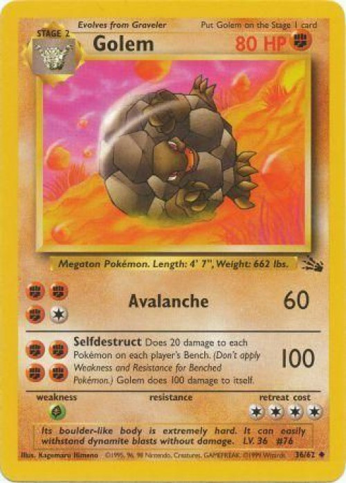 Pokemon Fossil Uncommon Golem #36 Moderately Played、ToyWiz、kayou