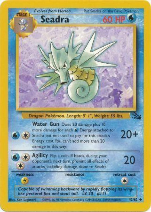 Pokemon Fossil Uncommon Seadra #42 Damaged、ToyWiz、kayou