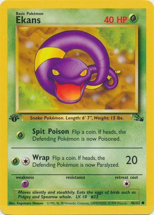 Pokemon Fossil Common Ekans #46 Moderately Played、ToyWiz、kayou