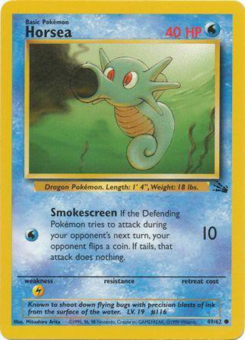 Pokemon Fossil Common Horsea #49 Moderately Played、ToyWiz、kayou