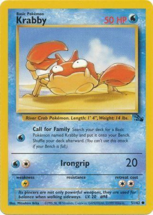 Pokemon Fossil Common Krabby #51、ToyWiz、kayou