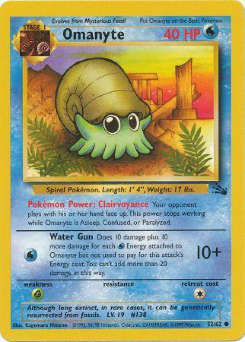 Pokemon Fossil Common Omanyte #52 Moderately Played、ToyWiz、kayou