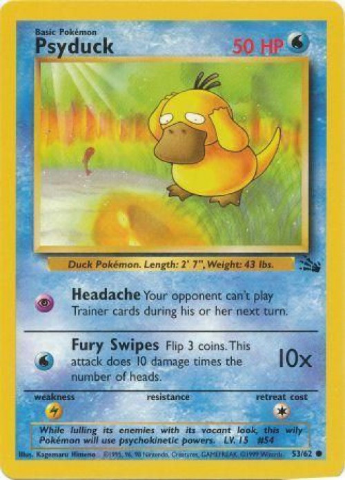 Pokemon Fossil Common Psyduck #53 Moderately Played、ToyWiz、kayou