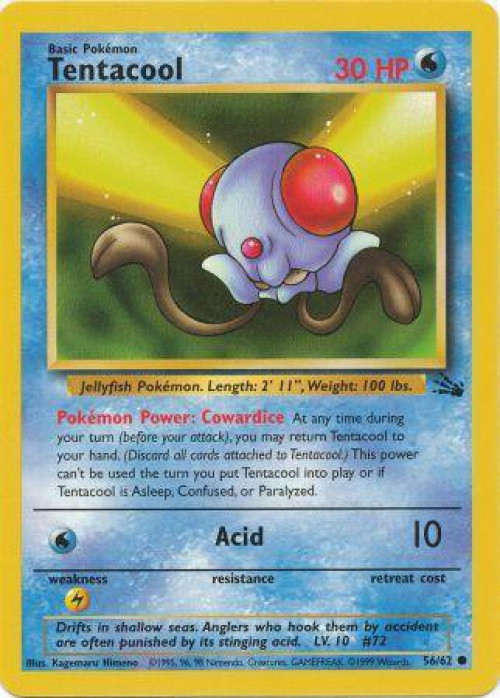 Pokemon Fossil Common Tentacool #56 Moderately Played、ToyWiz、kayou