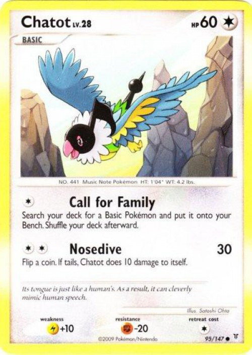 Pokemon Platinum Supreme Victors Common Chatot #95 Moderately Played、ToyWiz、kayou