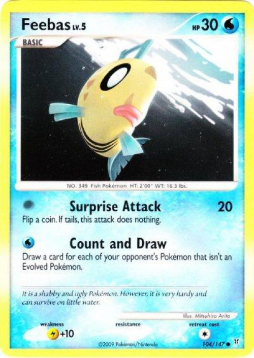Pokemon Platinum Supreme Victors Common Feebas #104 Moderately Played、ToyWiz、kayou