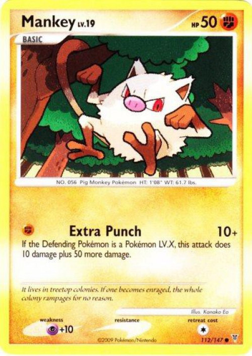 Pokemon Platinum Supreme Victors Common Mankey #112 Moderately Played、ToyWiz、kayou