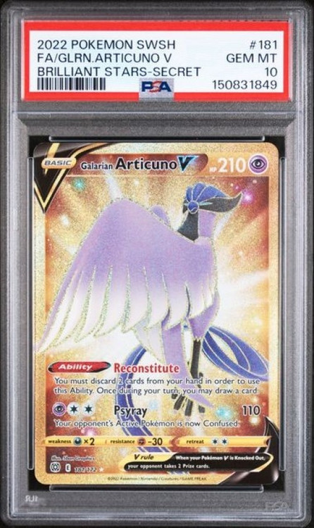Nintendo Pokemon Brilliant Stars Secret Rare Galarian Articuno V #181 PSA 10、ToyWiz、kayou