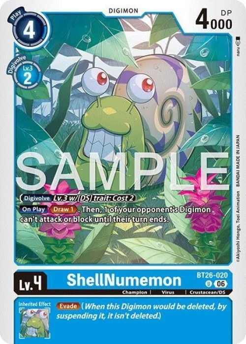 Digimon Trading Card Game Timeless Bonds Uncommon ShellNumemon BT26-020、ToyWiz、kayou