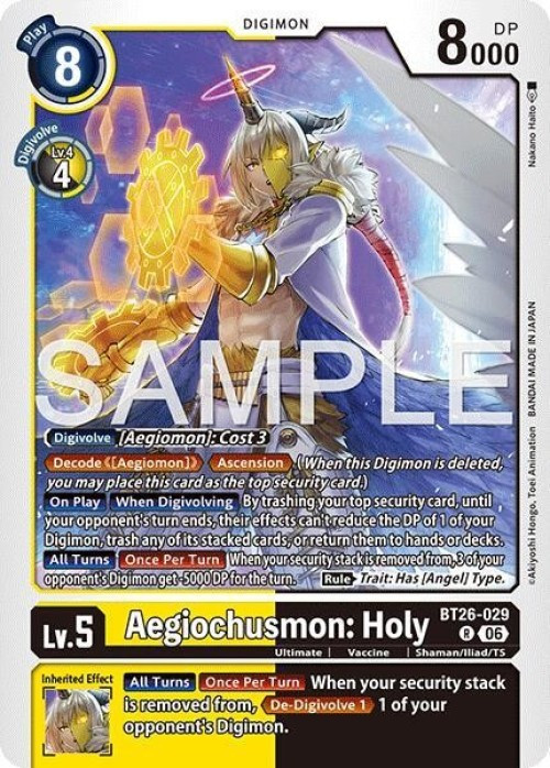 Digimon Trading Card Game Timeless Bonds Rare Aegiochusmon: Holy BT26-029、ToyWiz、kayou
