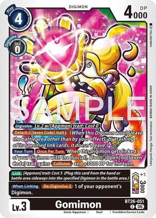 Digimon Trading Card Game Timeless Bonds Common Gomimon BT26-051、ToyWiz、kayou