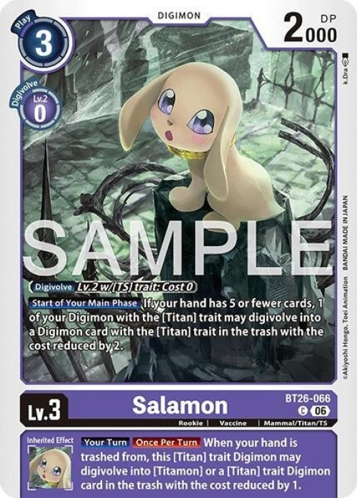 Digimon Trading Card Game Timeless Bonds Common Salamon BT26-066、ToyWiz、kayou