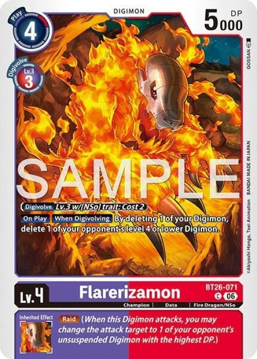 Digimon Trading Card Game Timeless Bonds Common Flarerizamon BT26-071、ToyWiz、kayou