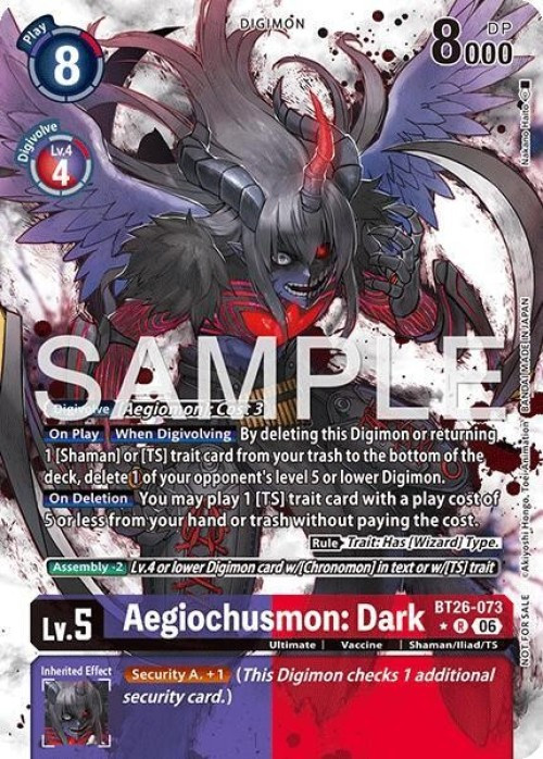 Digimon Trading Card Game Timeless Bonds Rare Aegiochusmon: Dark BT26-073 Alternate Art、ToyWiz、kayou