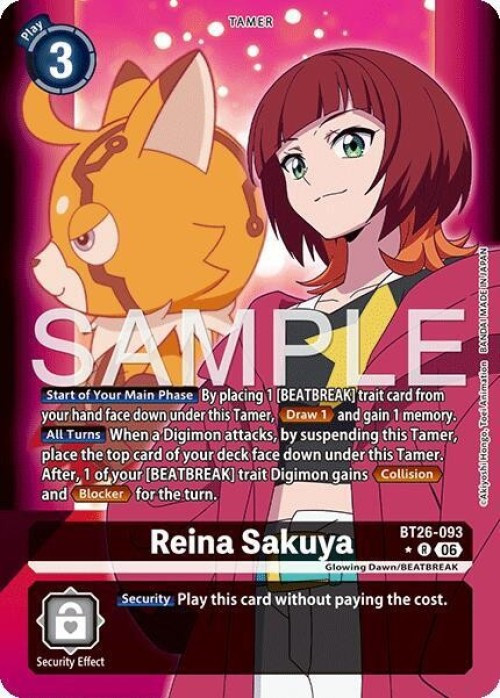 Digimon Trading Card Game Timeless Bonds Rare Reina Sakuya BT26-093 Alternate Art、ToyWiz、kayou
