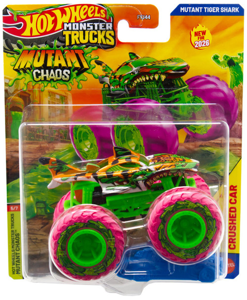 Hot Wheels Monster Trucks Mutant Chaos Mutant Tiger Shark Diecast Car、ToyWiz、kayou