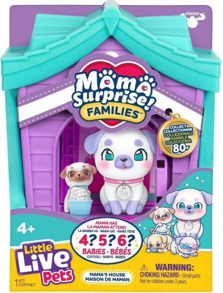 Little Live Pets Mama Surprise! Families Mama's House Pug Family Interactive Toy with 4, 5 OR 6 Babies、ToyWiz、kayou
