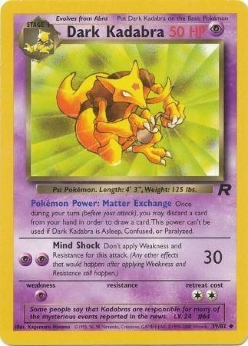 Pokemon Team Rocket Uncommon Dark Kadabra #39 Lightly Played、ToyWiz、kayou