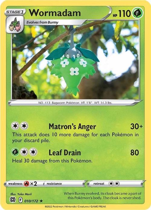 Pokemon Trading Card Game Sword & Shield Brilliant Stars Rare Wormadam #10 Reverse Holo Lightly Played、ToyWiz、kayou