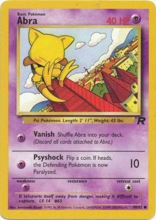 Pokemon Team Rocket Common Abra #49 Moderately Played、ToyWiz、kayou