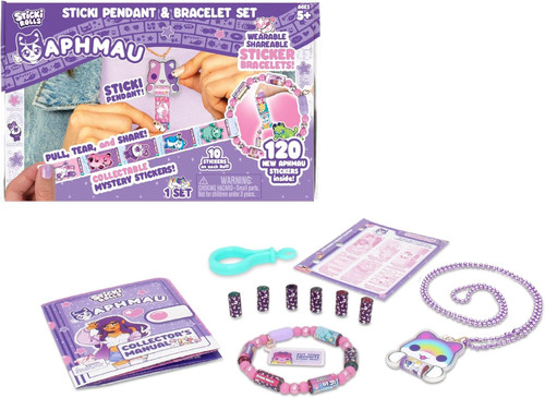 Sticki Rolls Aphmau Sticki Pendant & Bracelet Set Multipack Glowing Gradient Cat, 120 Stickers! 、ToyWiz、kayou