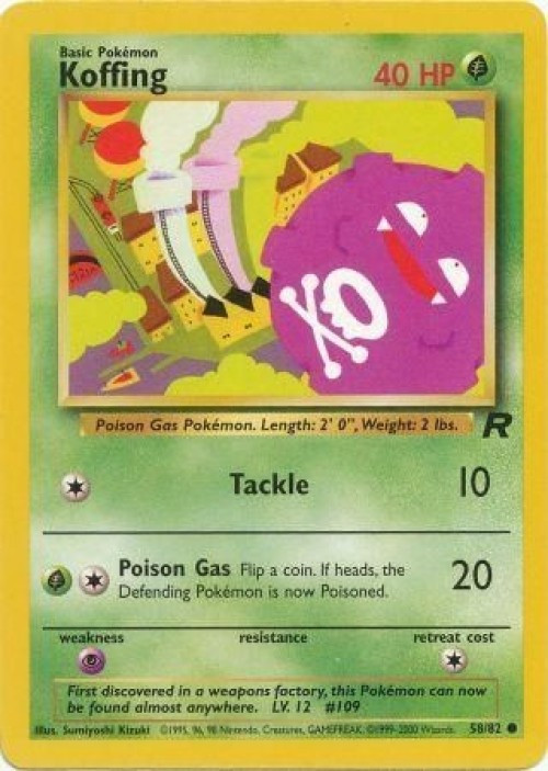 Pokemon Team Rocket Common Koffing #58 Moderately Played、ToyWiz、kayou