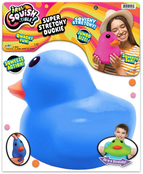 Irre-Squish-Tible! Super Stretchy Duckie BLUE 6-Inch JUMBO Squishy Toy、ToyWiz、kayou