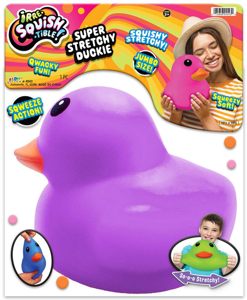 Irre-Squish-Tible! Super Stretchy Duckie PURPLE 6-Inch JUMBO Squishy Toy、ToyWiz、kayou