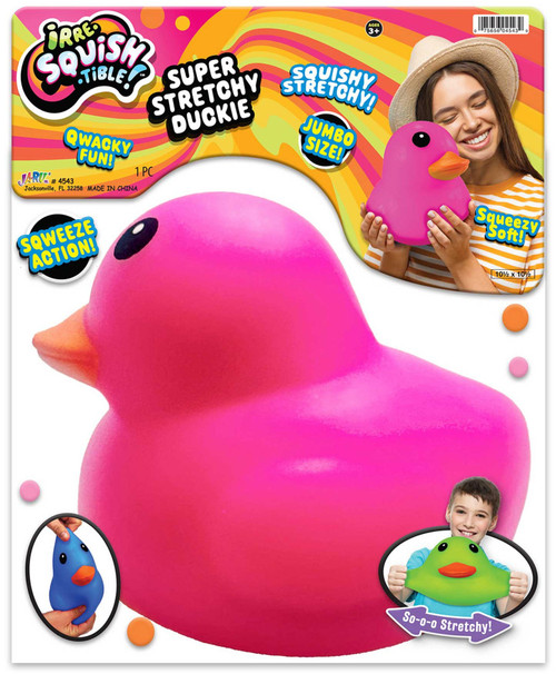 Irre-Squish-Tible! Super Stretchy Duckie PINK 6-Inch JUMBO Squishy Toy、ToyWiz、kayou