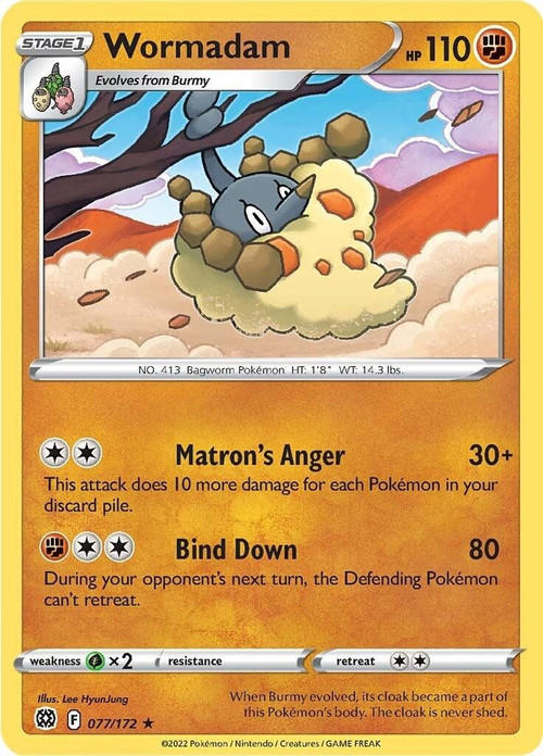 Pokemon Trading Card Game Sword & Shield Brilliant Stars Rare Wormadam #77 Reverse Holo、ToyWiz、kayou