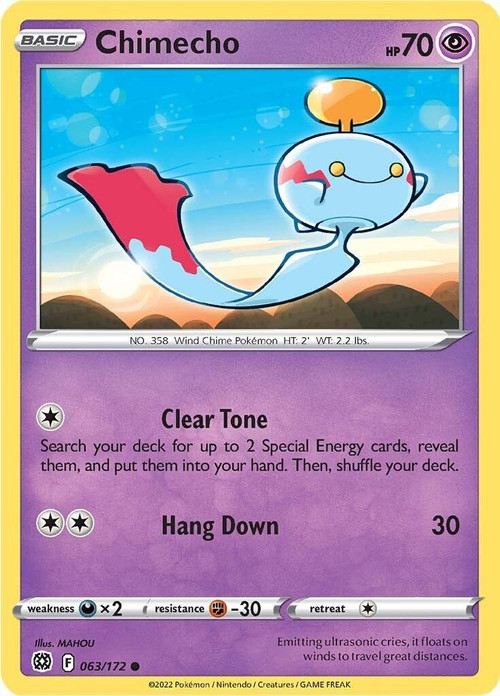 Pokemon Trading Card Game Sword & Shield Brilliant Stars Common Chimecho #63 Reverse Holo、ToyWiz、kayou