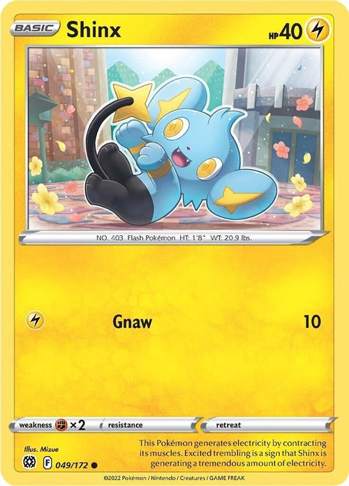 Pokemon Trading Card Game Sword & Shield Brilliant Stars Common Shinx #49 Reverse Holo、ToyWiz、kayou
