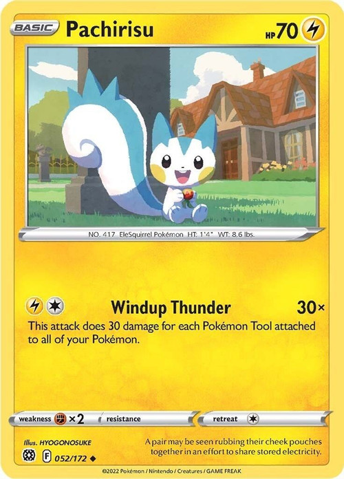 Pokemon Trading Card Game Sword & Shield Brilliant Stars Uncommon Pachirisu #52 Reverse Holo、ToyWiz、kayou