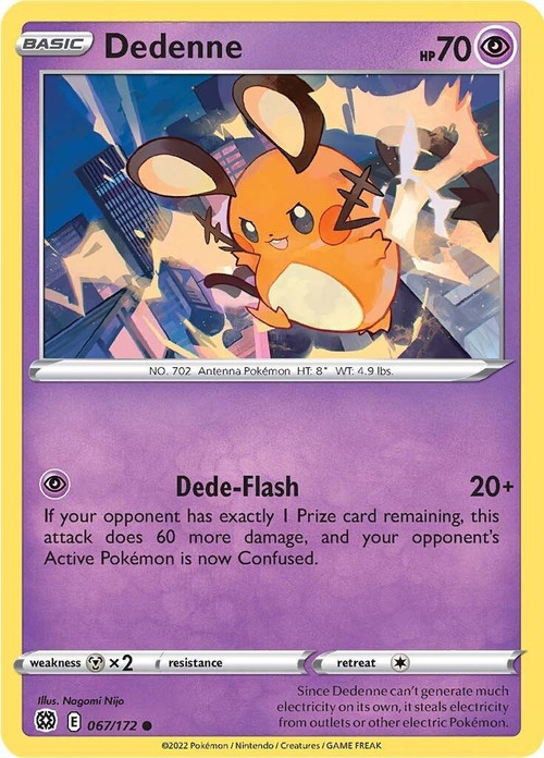Pokemon Trading Card Game Sword & Shield Brilliant Stars Common Dedenne #67 Reverse Holo、ToyWiz、kayou