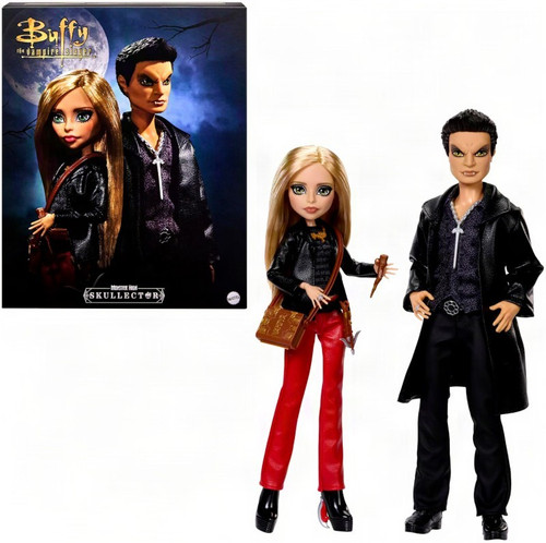 Monster High Buffy The Vampire Slayer Skullector Buffy & Angel Exclusive Collector Doll 2-Pack Faux-Leather Clothes, Stake, Crossbow & More!、ToyWiz、kayou