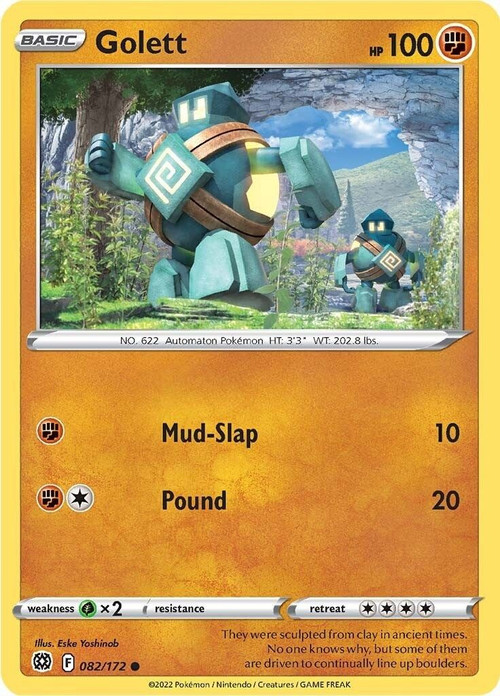 Pokemon Trading Card Game Sword & Shield Brilliant Stars Common Golett #82 Reverse Holo、ToyWiz、kayou