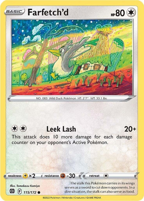 Pokemon Trading Card Game Sword & Shield Brilliant Stars Common Farfetch'd #115 Reverse Holo、ToyWiz、kayou