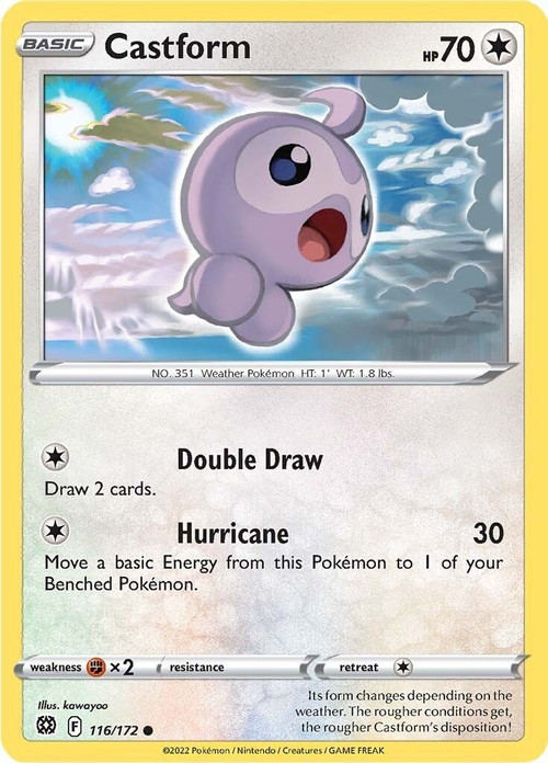Pokemon Trading Card Game Sword & Shield Brilliant Stars Common Castform #116 Reverse Holo、ToyWiz、kayou