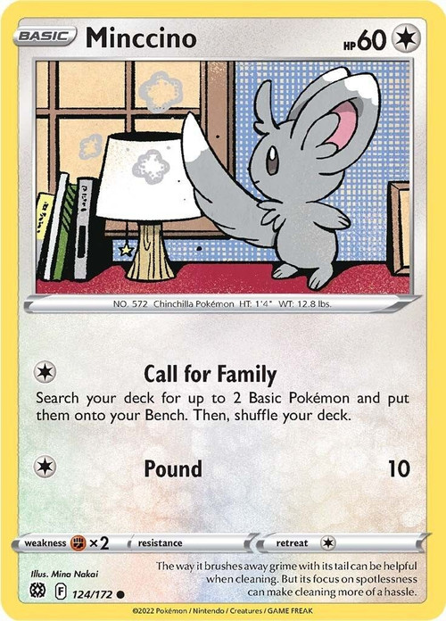 Pokemon Trading Card Game Sword & Shield Brilliant Stars Common Minccino #124 Reverse Holo、ToyWiz、kayou