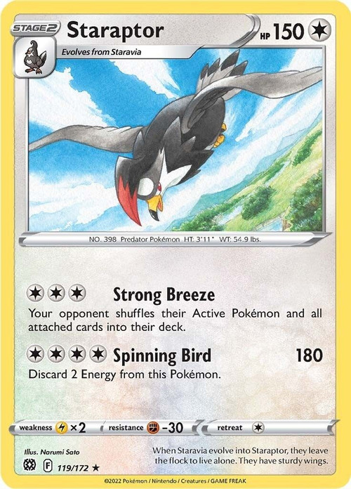 Pokemon Trading Card Game Sword & Shield Brilliant Stars Rare Staraptor #119 Reverse Holo、ToyWiz、kayou