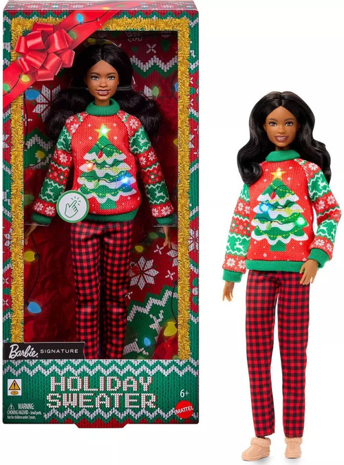 Signature Holiday Sweater Barbie Doll Brunette、ToyWiz、kayou