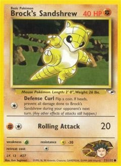 Pokemon Trading Card Game Gym Heroes Common Brock's Sandshrew #71 Lightly Played、ToyWiz、kayou