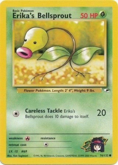 Pokemon Trading Card Game Gym Heroes Common Erika's Bellsprout #76 Lightly Played、ToyWiz、kayou