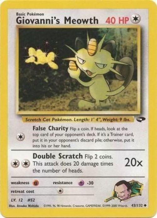 Pokemon Gym Challenge Uncommon Giovanni's Meowth #43 Lightly Played、ToyWiz、kayou