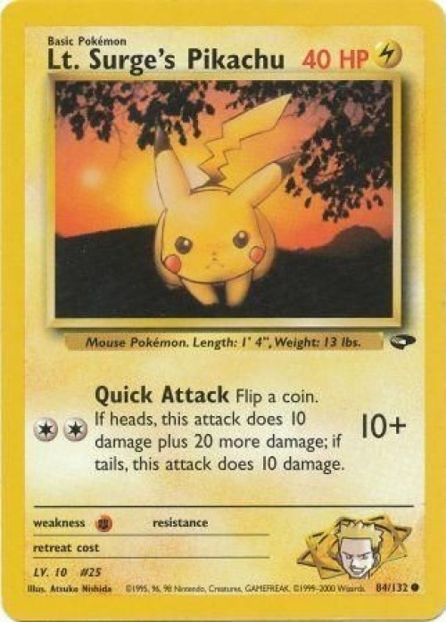 Pokemon Gym Challenge Common Lt. Surge's Pikachu #84 Lightly Played、ToyWiz、kayou