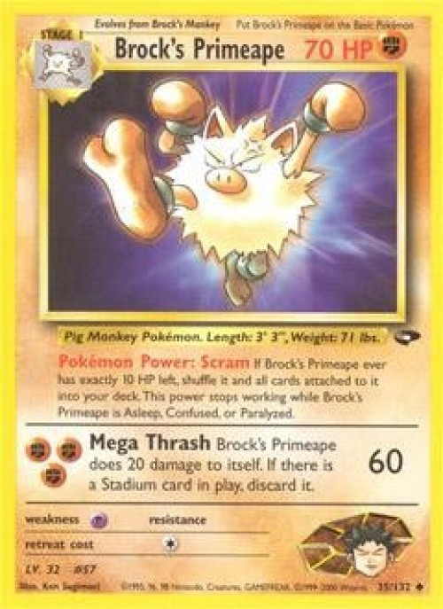 Pokemon Gym Challenge Uncommon Brock's Primeape #35 1st Edition Lightly Played、ToyWiz、kayou