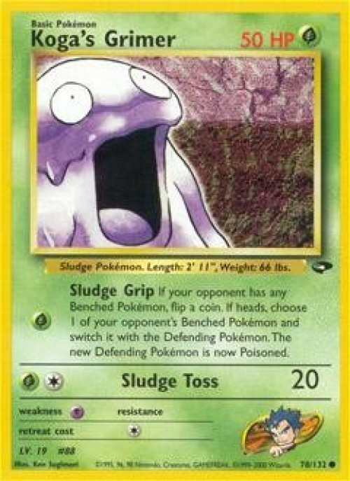 Pokemon Gym Challenge Common Koga's Grimer #78 1st Edition、ToyWiz、kayou