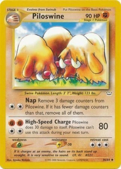 Pokemon Neo Revelation Uncommon Piloswine #36 Moderately Played、ToyWiz、kayou