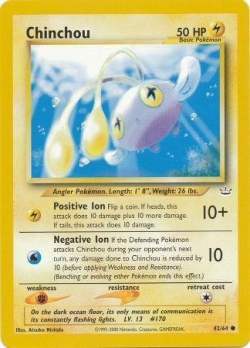 Pokemon Neo Revelation Common Chinchou #42 Lightly Played、ToyWiz、kayou