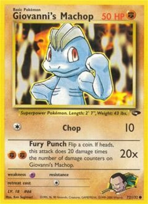 Pokemon Gym Challenge Common Giovanni's Machop #72 Lightly Played、ToyWiz、kayou